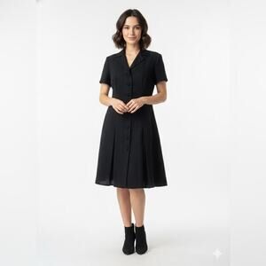 Warren Petites Chic Black Button-Up Mini Dress Sz 4